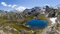 The Lac Bleu in Chianale, mountain lake in the italian alps of Cuneo, Piedmont