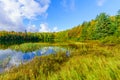 Lac Coutu, with fall foliage colors in Saint-Donat, Laurentian Mountains Royalty Free Stock Photo