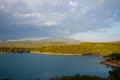 The Lac de Sainte-Croix in the middle of forests and countryside in Europe, France, Provence Alpes Cote dAzur, Var, in summer, on Royalty Free Stock Photo