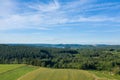 Lac des Settons forest and fields aerial landscape Royalty Free Stock Photo