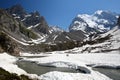 The lac des Vaches (Vaches lake) covered with snow