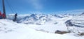 The Lac Du Mont Cenis is an artificial dam point of view on the pass and on the lake of Mont Cenis the Canopy of the Peak Royalty Free Stock Photo