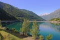 Bridge over artificial Verney Lake, Rhone-Alpes, France