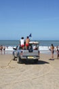 Lacanau , Aquitaine / France - 11 19 2019 : car emergency lifeguard beach men life saver security holidays