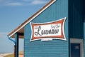 Lacanau ocean surf club sign brand and logo text on facade sport french city of surfing