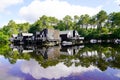 Talaris water boat house Marina Bay village of french wooden hut in Lacanau lake france