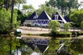 Lacanau Talaris water boat house Marina home Bay village of french wooden hut aside lake