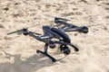 Lacanau , Aquitaine / France - 04 26 2020 : Yuneec Typhoon Professional Realsense Drone on sand beach