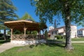 Lacanau (Gironde, France). Bandstand and Saint-Vincent church