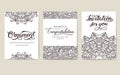 Lace abstract ornamental art brochure cards. Vintage traditional invintation flyer illustration. Vector decorative retro magazine