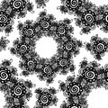 Lace black seamless pattern with flowers on white background Royalty Free Stock Photo