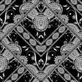 Lace black and white floral paisley seamless pattern Royalty Free Stock Photo