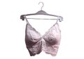 Lace bra on a hanger. Underwear. Stylish lingerie