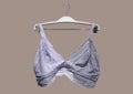 Lace bra on a hanger. Underwear. Stylish lingerie