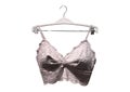 Lace bra on a hanger. Underwear. Stylish lingerie