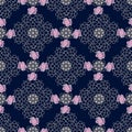 Lace colorful ethnic floral seamless pattern with embroidery dog