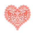 Lace coral heart illustration Valentines day romantic retro white