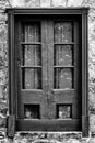 Lace Curtain Behind Wood Framed Window Royalty Free Stock Photo