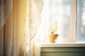 lace curtain detail against filtered light Royalty Free Stock Photo