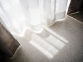 Lace Curtain Window with morning light Home Interior Royalty Free Stock Photo