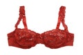 Lace dark red brassiere is on white background Royalty Free Stock Photo