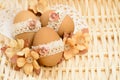 Lace decorated Easter eggs Royalty Free Stock Photo