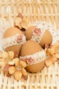 Lace decorated Easter eggs Royalty Free Stock Photo