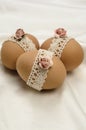 Lace decorated Easter eggs Royalty Free Stock Photo