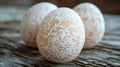 Lace Decorated Easter Eggs On Wooden Surface Royalty Free Stock Photo