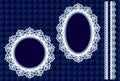 Lace Doily Frames, Quilted Blue Background