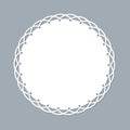 Lace doily laser cut paper Round pattern ornament Template mockup of a round white lace doily napkin lasercut frame Design element