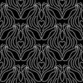 Lace ethnic seamless pattern. Black and white abstract ornamental background. Patterned design with line art tracery doodle Royalty Free Stock Photo