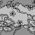 Lace fabric seamless pattern with abstract flowers Royalty Free Stock Photo