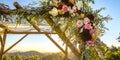 Lace and flowers on traditional Jewish Chuppah Royalty Free Stock Photo