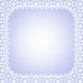 Lace frame on blue background Royalty Free Stock Photo