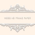 Lace frame with cutout paper decoration, vector greeting card or wedding invitation template with vintage decorative Royalty Free Stock Photo