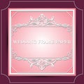 Lace frame with cutout paper decoration, vector greeting card or wedding invitation template with vintage decorative. Vintage Royalty Free Stock Photo