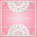 Lace frame with cutout paper decoration, vector greeting card or wedding invitation template with vintage decorative. Vintage Royalty Free Stock Photo