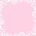 Lace frame on pink background Royalty Free Stock Photo