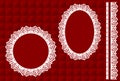 Lace Frames on Red Quilted Background Royalty Free Stock Photo