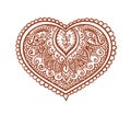 Lace heart - ethnic henna tattoo. Vector for Valentine day Royalty Free Stock Photo