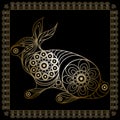 Lace illustration with rabbit gold