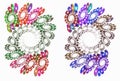 Lace from multicolored spirals, isolated on white background.