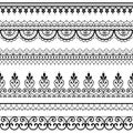 Lace openwork seamless vector pattern, retro ornamental repetitive design with flowers and swirls in black on white background Royalty Free Stock Photo