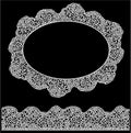 Lace oval frame and seamless stripe. Vintage white Royalty Free Stock Photo