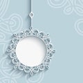 Lace pendant label on ornamental background Royalty Free Stock Photo
