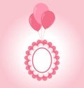 Lace pink baby frame on air balls Royalty Free Stock Photo