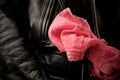 Lace pink panties and leather jacket Royalty Free Stock Photo