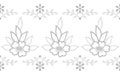 Lace ribbon with flowers and leaves. Floral monochrome flowers border. Vector vintage lace ornament Royalty Free Stock Photo