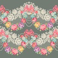 Lace Ribbon Romantic Floral Vector Seamless Pattern Royalty Free Stock Photo